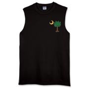 Celebrate a Palmetto Christmas in South Carolina with a Christmas Palmetto Moon T-Shirt, Sweatshirt, or other apparel item. This version features a pocket sized version of the Christmas Tree Palmetto.