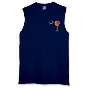 Every Carolina Teacher should have this two sided print School Apple Palmetto Moon Pocket Print Sleeveless T-Shirt that features the South Carolina palmetto with an apple and chalkboard moon.