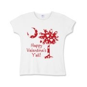 Happy Valentine's Y'all with a White Heart Pattern Palmetto Moon. Get your Happy Valentine's Y'all shirt, apparel, or other gift item today!