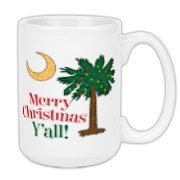 Merry Christmas Y'all Palmetto Moon shirts, apparel and gifts. Celebrate Christmas in South Carolina with this festive design.