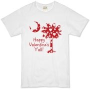 Happy Valentine's Y'all with a White Heart Pattern Palmetto Moon. Get your Happy Valentine's Y'all shirt, apparel, or other gift item today!