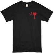 Get a Heart Palmetto Moon for your sweetheart this Valentine's Day! Featuring the a smaller pocket sized version of the South Carolina Palmetto Moon with a red heart printed in the pocket area of a shirt or apparel item.