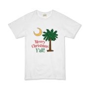 Merry Christmas Y'all Palmetto Moon shirts, apparel and gifts. Celebrate Christmas in South Carolina with this festive design.