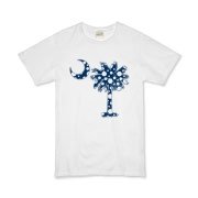 Blue Polka Dot Palmetto Moon Organic Kids T-Shirt features a blue palmetto moon with white polka dots and is a fun variation on the South Carolina flag palmetto logo.