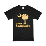 Yellow Polka Dots South Cackalacky Palmetto Moon Organic Kids T-Shirt features a Polka Dot South Carolina palmetto moon logo in yellow.