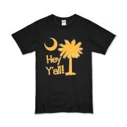 Say hello with the Yellow Hey Y'all Palmetto Moon Organic Kids T-Shirt. It features the South Carolina palmetto moon.