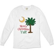 Merry Christmas Y'all Palmetto Moon shirts, apparel and gifts. Celebrate Christmas in South Carolina with this festive design.
