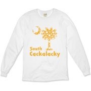 Yellow Polka Dots South Cackalacky Palmetto Moon Organic Long Sleeve T-Shirt features a Polka Dot South Carolina palmetto moon logo in yellow.