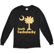 Yellow Polka Dots South Cackalacky Palmetto Moon Organic Long Sleeve T-Shirt features a Polka Dot South Carolina palmetto moon logo in yellow.