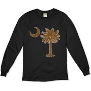 Buy a Chocloate Brown Palmetto Moon Organic Long Sleeve T-Shirt. The palmetto moon is a symbol of South Carolina pride.