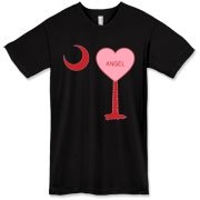 A Candy Heart Palmetto Moon for an Angel! Perfect for Valentine's Day, it features a pink candy heart on the South Carolina Palmetto Moon with Angel.