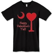 Happy Valentine's Y'all with a Heart Palmetto Moon. Get your Happy Valentine's Y'all shirt, apparel, or other gift item today!
