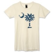 Buy a Blue Polka Dot Palmetto Moon Alternative Apparel Women's Destroyed T-Shirt that features a blue palmetto moon with white polka dots.