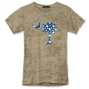 Buy a Blue Polka Dot Palmetto Moon Alternative Apparel Women's Burnout T-Shirt that features a blue palmetto moon with white polka dots.