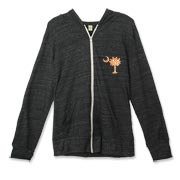 Buy an Orange Polka Dot Palmetto Moon Alternative Apparel Unisex Zipper Hoodie that features a orange palmetto moon with white polka dots printed smaller on the left chest area.