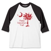 Happy Valentine's Y'all with a White Heart Pattern Palmetto Moon. Get your Happy Valentine's Y'all shirt, apparel, or other gift item today!