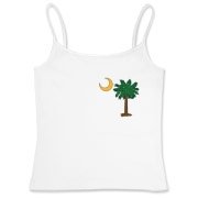 Celebrate a Palmetto Christmas in South Carolina with a Christmas Palmetto Moon T-Shirt, Sweatshirt, or other apparel item. This version features a pocket sized version of the Christmas Tree Palmetto.