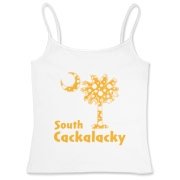 Yellow Polka Dots South Cackalacky Palmetto Moon Women's Fitted Camisole Tank features a Polka Dot South Carolina palmetto moon logo in yellow.