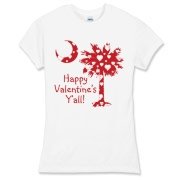 Happy Valentine's Y'all with a White Heart Pattern Palmetto Moon. Get your Happy Valentine's Y'all shirt, apparel, or other gift item today!