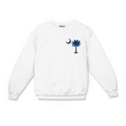 The tradtional blue palmetto and crescent moon design is a symbol of South Carolina pride. Buy the traditional blue palmetto moon printed on the pocket area of a t-shirt, sweatshirt, or other clothing item.
