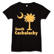 Yellow South Cackalacky Palmetto Moon Women's T-Shirt features the South Carolina palmetto moon logo in yellow.