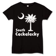 White South Cackalacky Palmetto Moon Women's T-Shirt features the South Carolina palmetto moon logo in white.