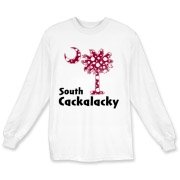 Garnet and Black Polka Dots South Cackalacky Palmetto Moon Long Sleeve T-Shirt features a Polka Dot South Carolina palmetto moon logo in garnet.