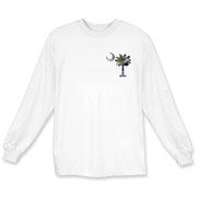 This pocket sized version of Earth and Moon palmetto and crescent moon features a photo of the Earth as the background for the palmetto and a photo of the Moon as a background for the crescent.