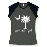 Buy a White Carolina Girl Best in the World Women's Fitted Cap Sleeve Tee featuring the palmetto moon. Carolina Girls are truly the best in the world.