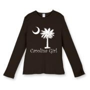 Buy a White Carolina Girl Best in the World Women's Fitted Baby Rib Long Sleeve Tee featuring the palmetto moon. Carolina Girls are truly the best in the world.