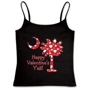 Happy Valentine's Y'all with a White Heart Pattern Palmetto Moon Women's Fitted Camisole Tank.