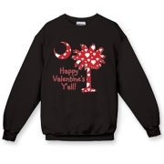 Happy Valentine's Y'all with a White Heart Pattern Palmetto Moon Crewneck Sweatshirt.