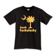 Yellow South Cackalacky Palmetto Moon Kids T-Shirt features the South Carolina palmetto moon logo in yellow.