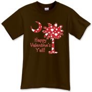 Happy Valentine's Y'all with a White Heart Pattern Palmetto Moon. Get your Happy Valentine's Y'all shirt, apparel, or other gift item today!