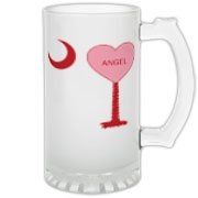 A Candy Heart Palmetto Moon for an Angel! Perfect for Valentine's Day, it features a pink candy heart on the South Carolina Palmetto Moon with Angel.