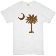 Buy a Chocloate Brown Palmetto Moon Organic T-Shirt. The palmetto moon is a symbol of South Carolina pride.