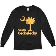 Yellow South Cackalacky Palmetto Moon Organic Long Sleeve T-Shirt features the South Carolina palmetto moon logo in yellow.
