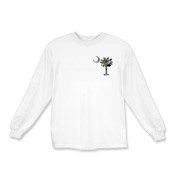 This pocket sized version of Earth and Moon palmetto and crescent moon features a photo of the Earth as the background for the palmetto and a photo of the Moon as a background for the crescent.