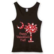 Happy Valentine's Y'all with a White Heart Pattern Palmetto Moon Women's Fitted Tank Top.