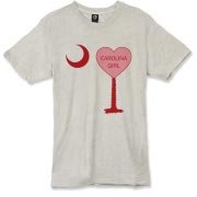 A Candy Heart Palmetto Moon Alternative Apparel Burnout T-Shirt 		 for a Carolina Girl! Perfect for Valentine's Day, it features a pink candy heart on the South Carolina Palmetto Moon with Carolina Girl.