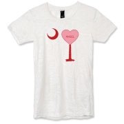 A Candy Heart Palmetto Moon Alternative Apparel Women's Burnout T-Shirt for an Angel! Perfect for Valentine's Day, it features a pink candy heart on the South Carolina Palmetto Moon with Angel.