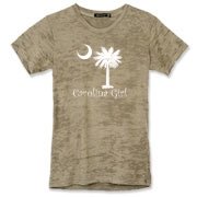 Buy a White Carolina Girl Best in the World Alternative Apparel Women's Burnout T-Shirt featuring the palmetto moon. Carolina Girls are truly the best in the world.