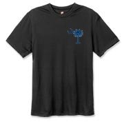 Buy a Blue Palmetto Moon Hanes Cool Dri T-shirt featuring a smaller palmetto printed on the left chest area. The palmetto moon is a symbol of South Carolina pride.