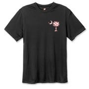 Buy a Red Heart Pattern Palmetto Moon Hanes Cool Dri T-shirt for your sweetheart this Valentine's Day! Featuring the a smaller pocket sized version of the South Carolina Palmetto Moon with a red heart pattern printed on the left chest area.