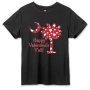 Happy Valentine's Y'all with a White Heart Pattern Palmetto Moon Hanes Women's Cool Dri T-shirt.