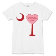 A Candy Heart Palmetto Moon for a Carolina Girl! Perfect for Valentine's Day, it features a pink candy heart on the South Carolina Palmetto Moon with Carolina Girl.