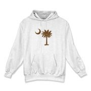 A chocolate brown palmetto and crescent moon. The palmetto is a symbol of South Carolina pride. Buy the chocolate brown palmetto moon on a t-shirt, sweatshirt, or other clothing or gift item.