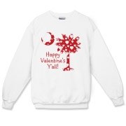 Happy Valentine's Y'all with a White Heart Pattern Palmetto Moon. Get your Happy Valentine's Y'all shirt, apparel, or other gift item today!
