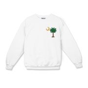 Celebrate a Palmetto Christmas in South Carolina with a Christmas Palmetto Moon T-Shirt, Sweatshirt, or other apparel item. This version features a pocket sized version of the Christmas Tree Palmetto.