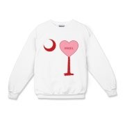 A Candy Heart Palmetto Moon for an Angel! Perfect for Valentine's Day, it features a pink candy heart on the South Carolina Palmetto Moon with Angel.